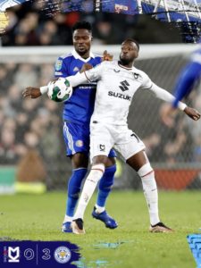 Ghana defender Daniel Amartey plays full throttle in Leicester City’s 3-0 win against MK Dons