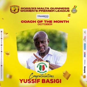 Ghana Women's Premier League: Yusif Basigi adjudged NASCO WPL Coach of the Month for October