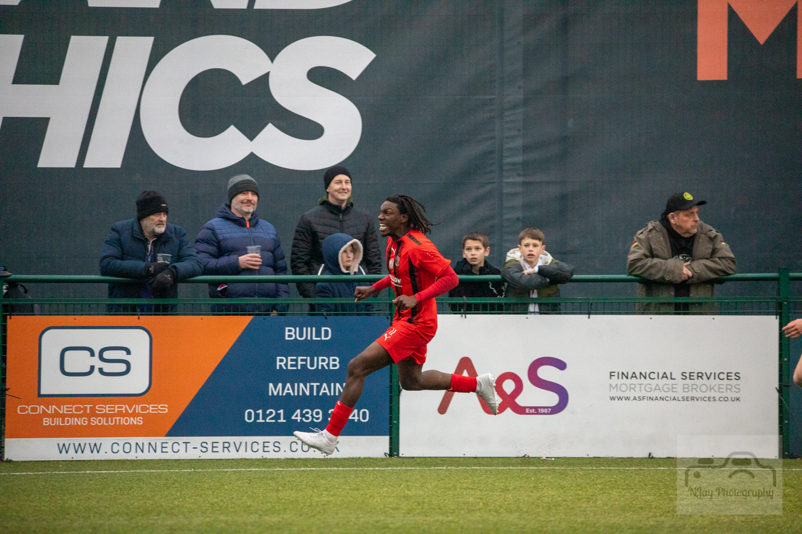 Bernard Mensah scores for Redditch United against Bromsgrove Sporting