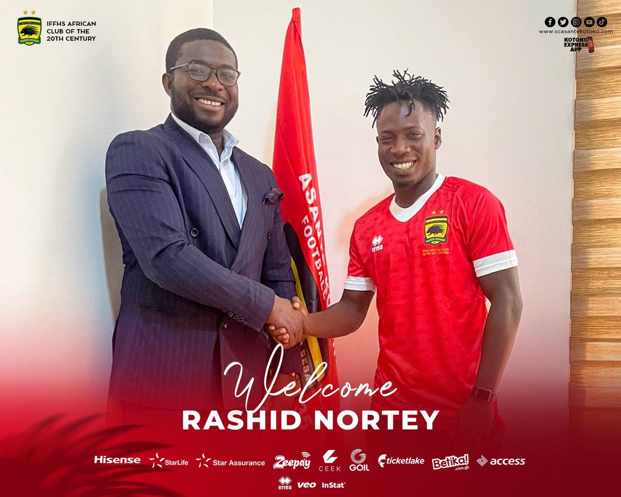 Kotoko captain Richard Boadu welcomes Rashid Nortey to 'biggest club' in Ghana