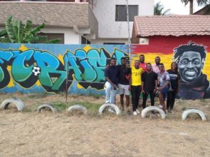 Mural of Christian Atsu designed at the Awudu Issaka Park in memory of late winger