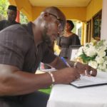 Stephen Appiah signs book of condolence at Christian Atsu’s family house