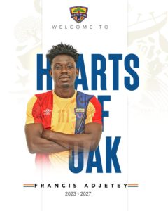 Ghanaian giants Hearts of Oak announce signing of defender Francis Adjetey on 4-year deal