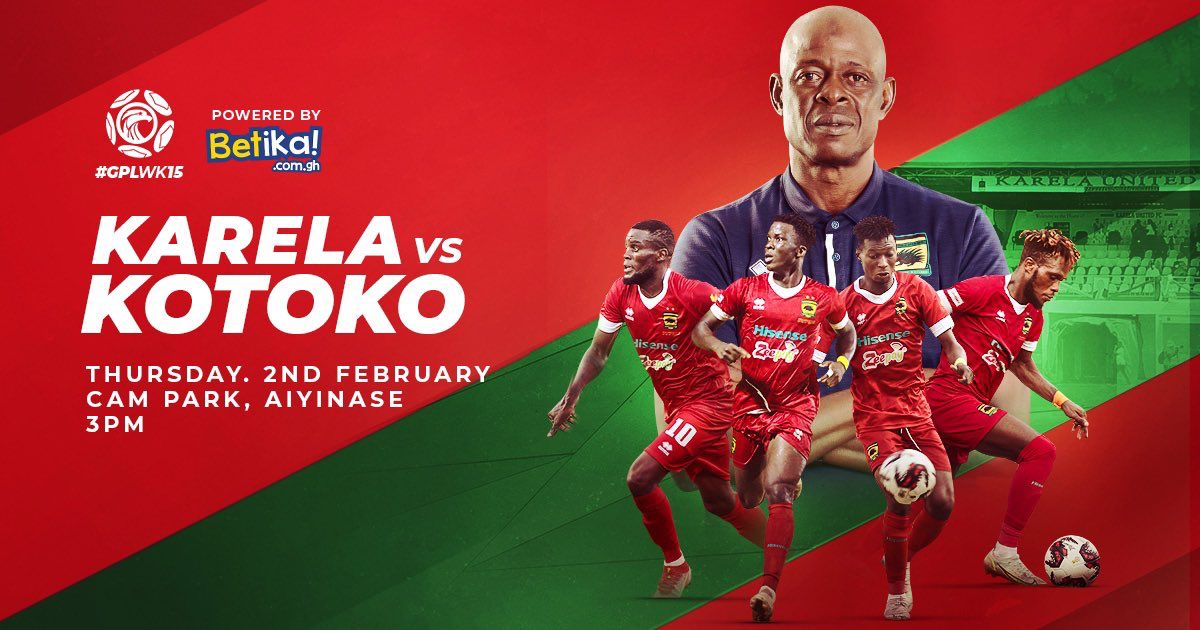 2022/23 Ghana Premier League match week 15: Karela United vs Asante Kotoko - Preview