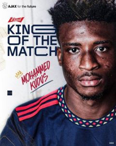 Ghana star Mohammed Kudus named MVP after Ajax’s victory against FC Twente in KNVB Cup