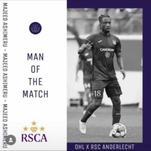 Ghana midfielder Majeed Ashimeru named Man of the Match in Anderlecht’s victory against OH Leuven