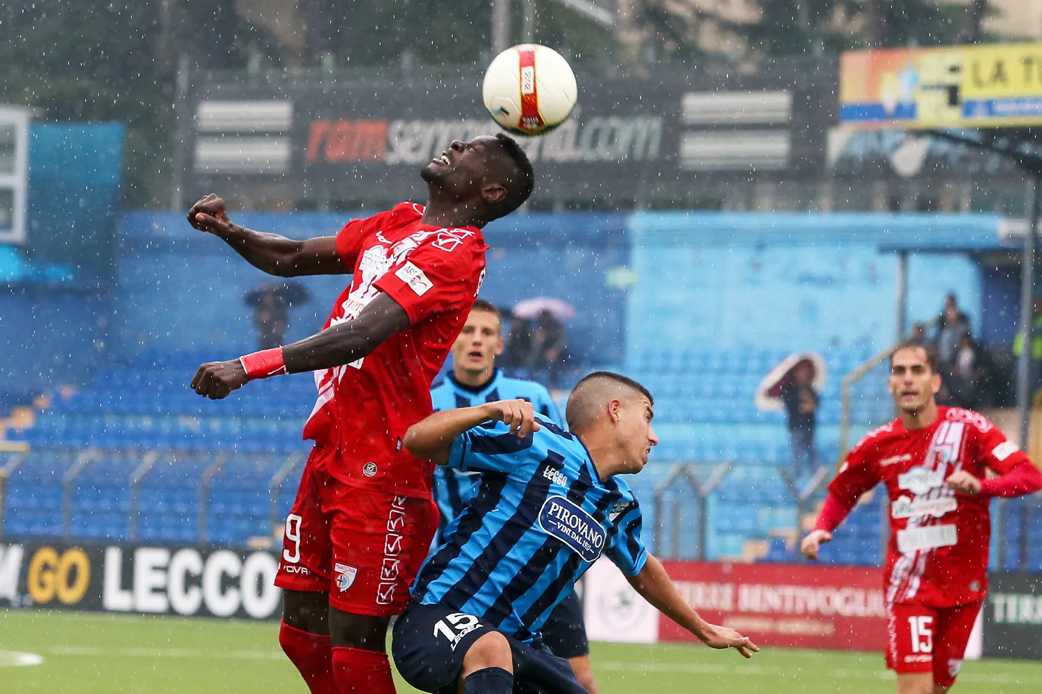 Ghanaian striker Davis Mensah scores for Mantova against Giana Erminio