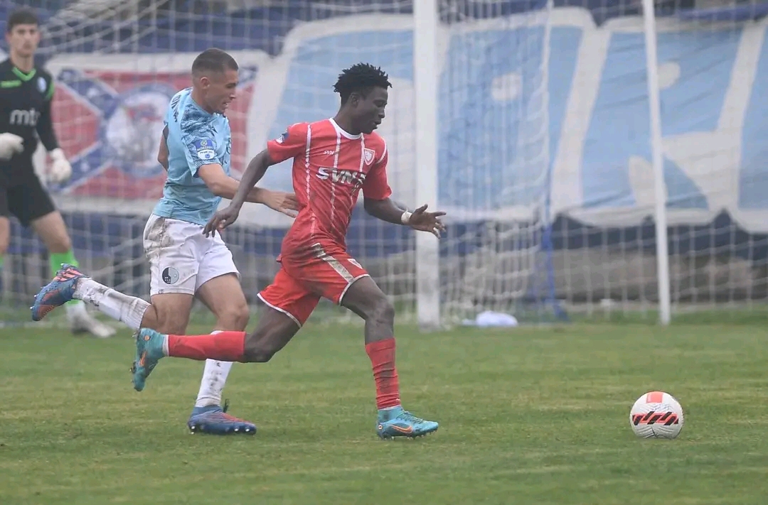 Ghana's Zubairu Ibrahim scores for FK Jedinstvo Ub against Novi Sad