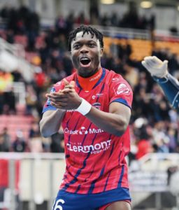 Fit-again Ghana defender Alidu Seidu reacts to Clermont Foot victory over Ajaccio