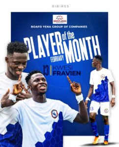 Midfielder Flavien Kwesi named Berekum Chelsea Player of the Month