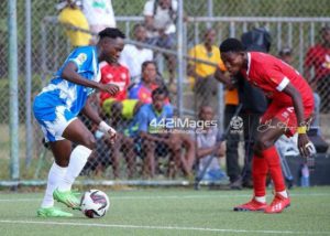 Great Olympics defender Christopher Nettey reacts to win over Asante Kotoko