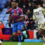 Jordan Ayew reacts to providing assist for winning goal against Leicester City