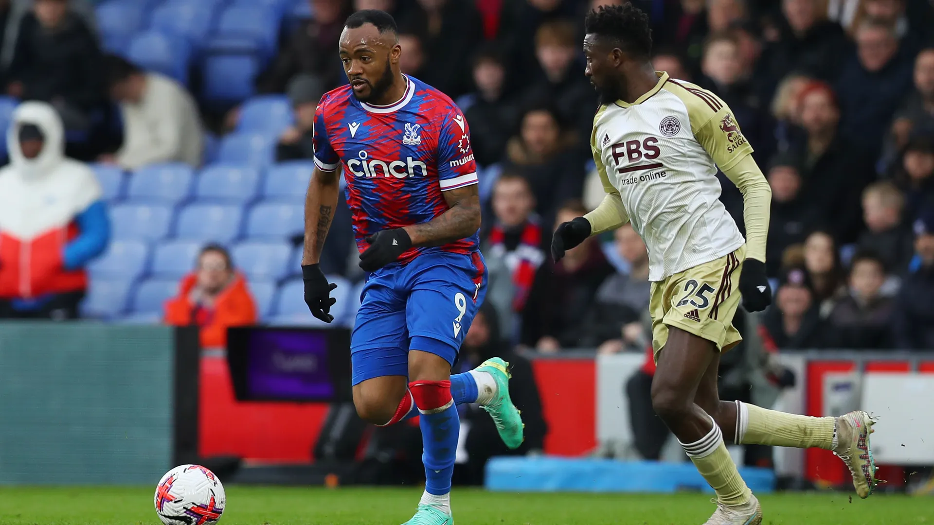 Jordan Ayew reacts to providing assist for winning goal against Leicester City