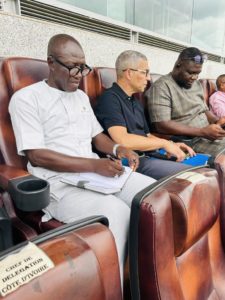 Chris Hughton and Didi Dramani present at Baba Yara Stadium to watch Asante Kotoko v Karela Utd game