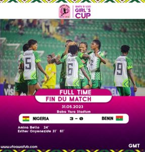 WAFU B U20 Girls Cup: Nigeria beat Benin to set up final with Ghana