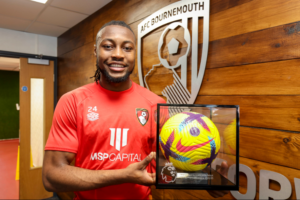 Antoine Semenyo presented with Premier League debut ball for scoring first Bournemouth goal