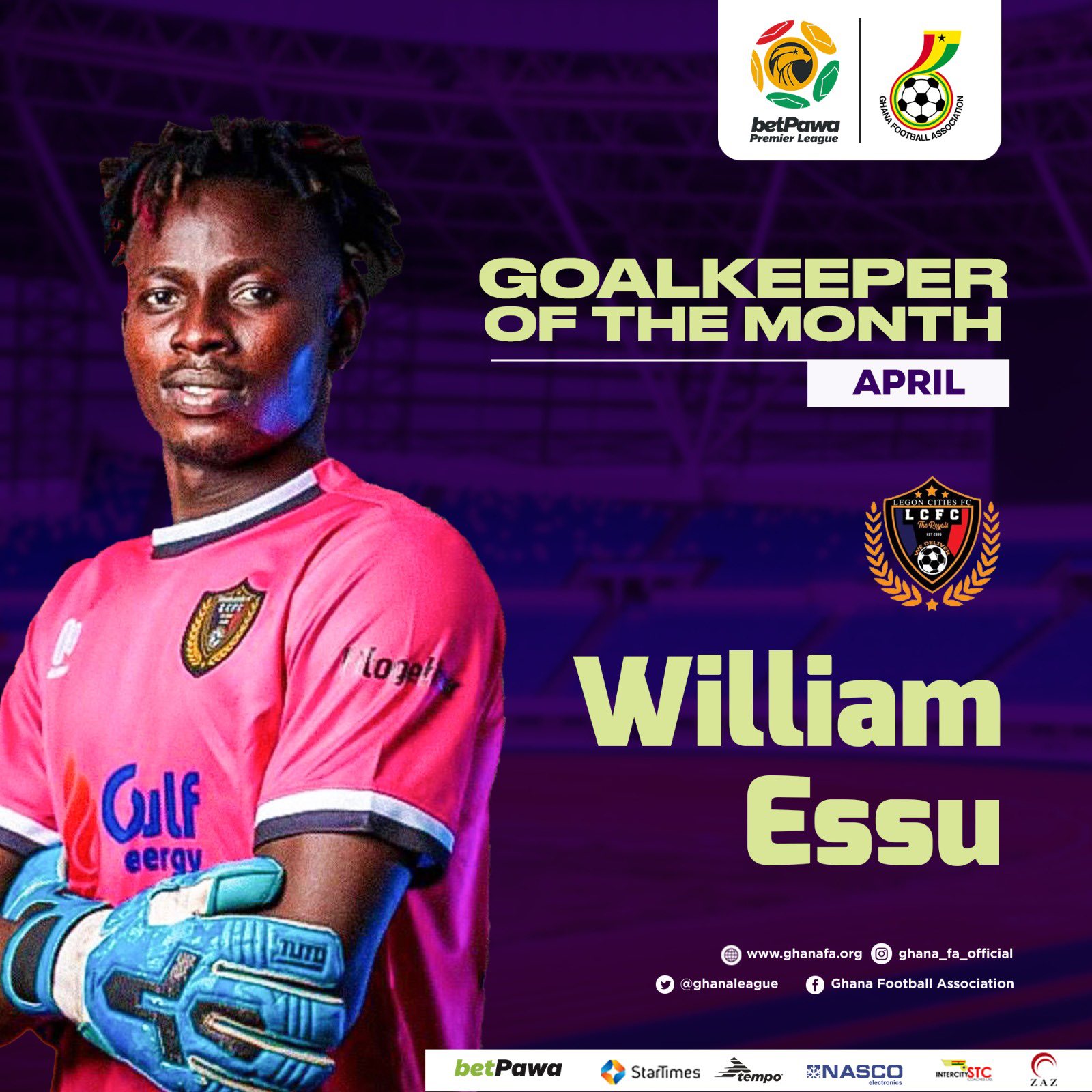 Ghana Premier League: William Essu named goalkeeper of the month for April