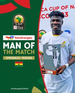 U23 AFCON: Ghana striker Emmanuel Yeboah named MoTM after brace and assist against Congo