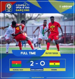 WAFU B U20 Boys Cup: Ghana suffers 2-0 defeat at the hands of Burkina Faso