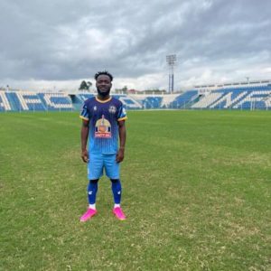 Midfielder Emmanuel Sarkodie reacts after sealing Nations FC move