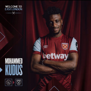 Mohammed Kudus becomes third Ghanaian player to play for West Ham United