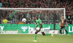 Ghanaian defender Dennis Appiah reacts to Saint Etienne's opening day narrow defeat to Grenoble in France