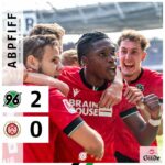 Ghana's Derrick Köhn scores for Hannover 96 against Wehen Wiesbaden