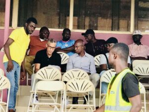 Black Stars coach Chris Hughton at Coronation Park to watch Bofoakwa Tano vs RTU clash in Ghana Premier League