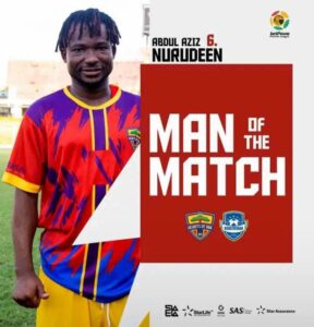 Hearts of Oak midfielder Abdul Aziz Nurudeen elated with Man of the Match award after win over Nsoatreman FC