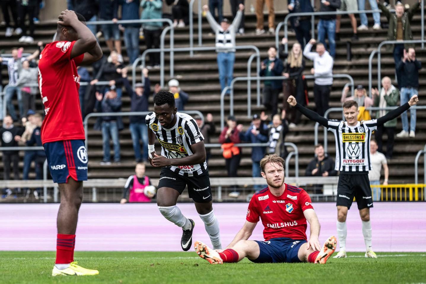 Ghana's Kofi Fosuhene Asare scores for Landskrona BoIS against Östers IF