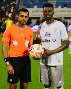 Ghanaian midfielder Bernard Mensah gets match ball for hat-trick heroics in Al Tai's game against Al Ettifaq