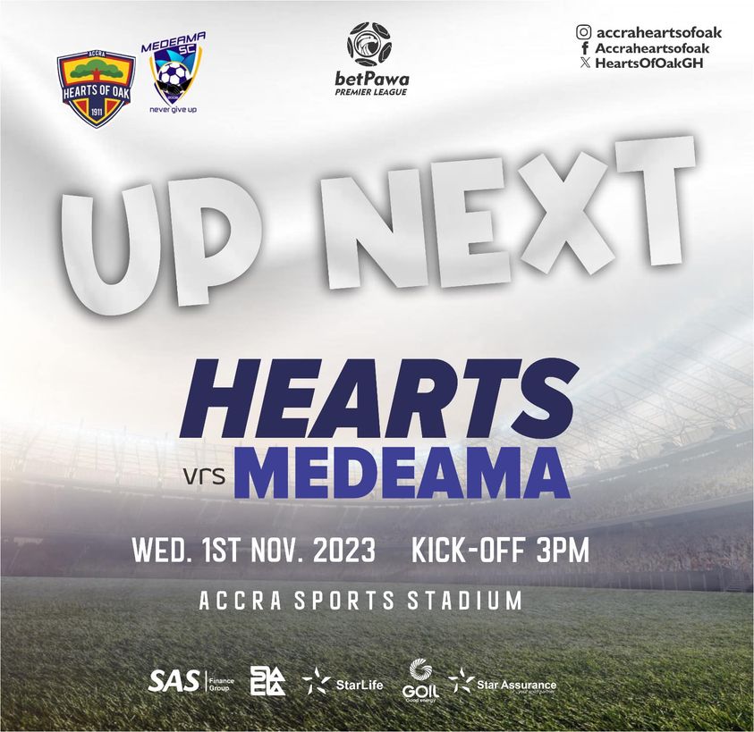 2023/24 Ghana Premier League: Week 8 Match Preview – Hearts of Oak vs. Medeama