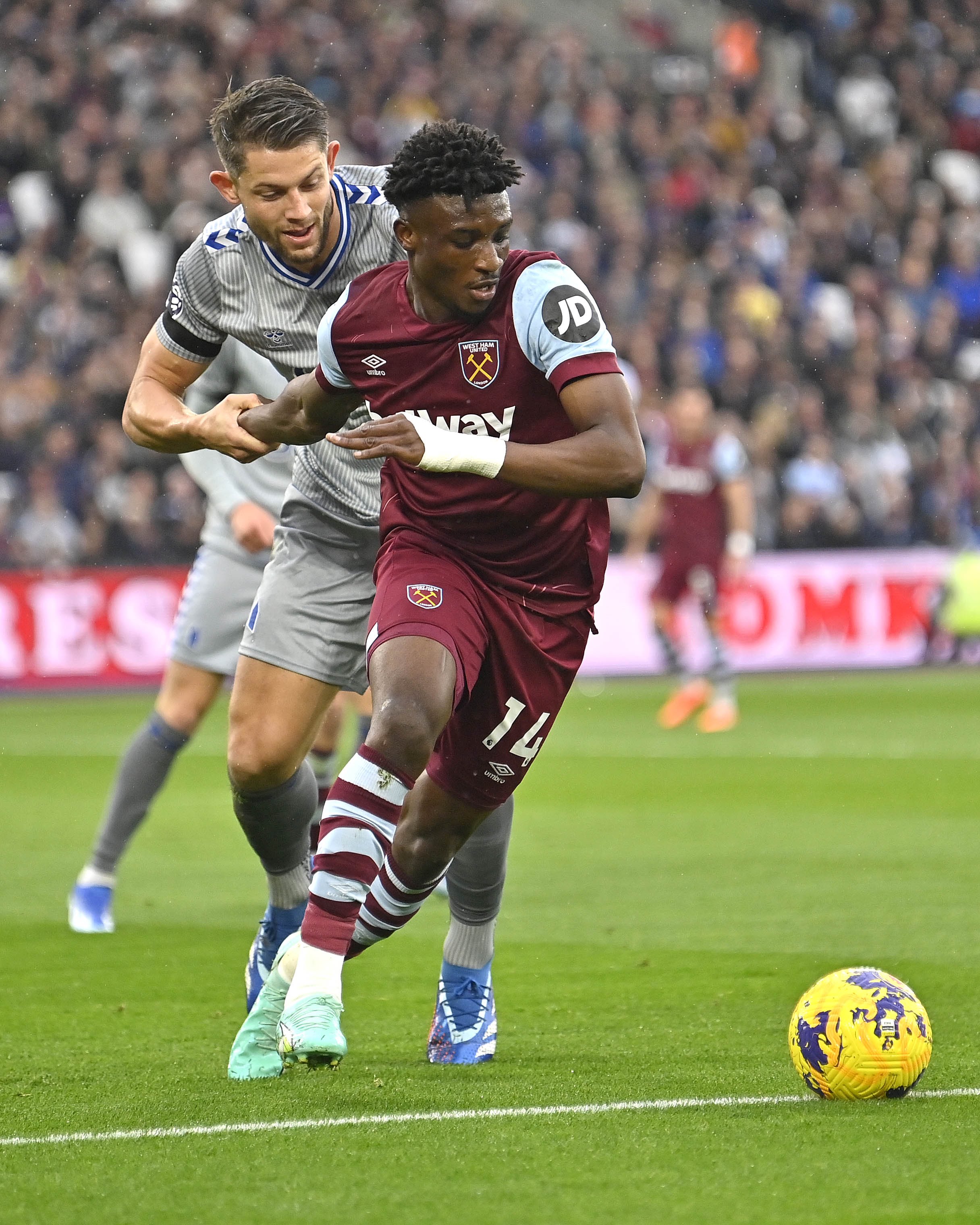 Mohammed Kudus reacts after making first start for West Ham in English Premier League