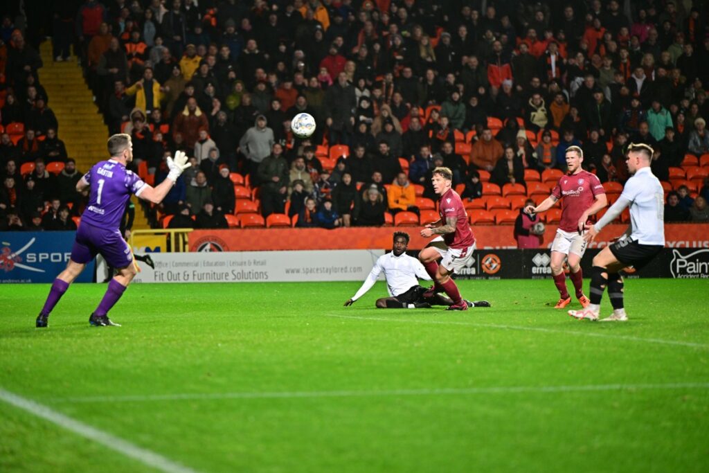Mathew Anim Cudjoe scores in Dundee United's heavy win against Arbroath