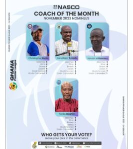 Ghana Premier League: GFA puts out nominees for November’s Coach of the Month