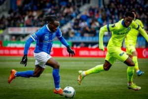 Ghana winger Joseph Painstil reacts after KRC Genk’s stalemate against Gent in Belgium