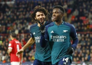UCL: Eddie Nketiah on target for Arsenal in draw against PSV to close out Group B
