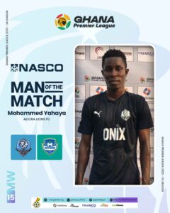Mohammed Yahaya named MoTM after netting brace to secure late win for Accra Lions
