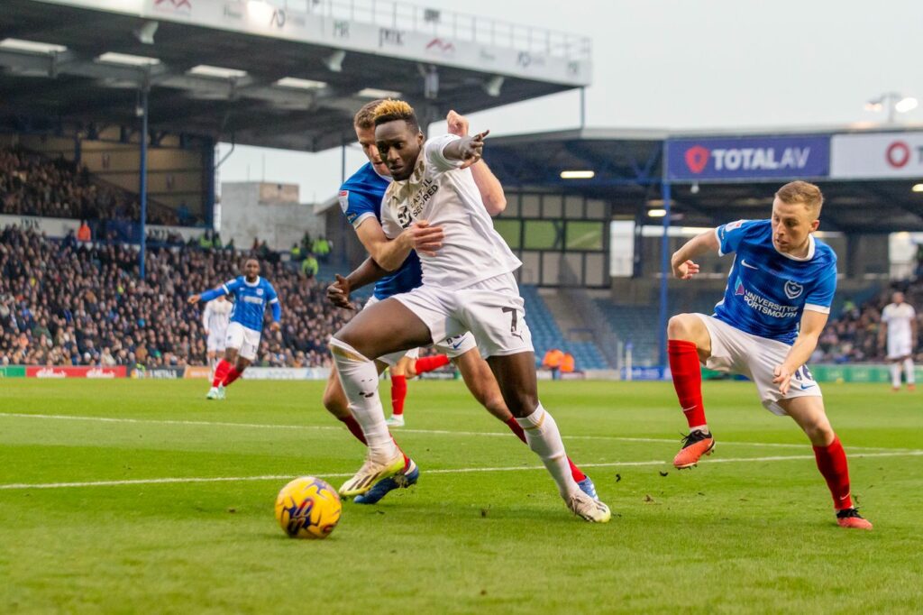 Ghanaian striker Daniel Agyei scores for Leyton Orient against Portsmouth
