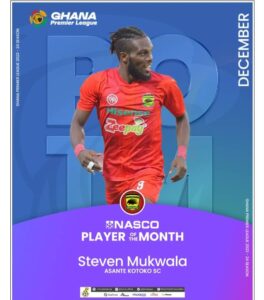 Ghana Premier League: Asante Kotoko forward Steven Desse Mukwala wins December Player of the Month award