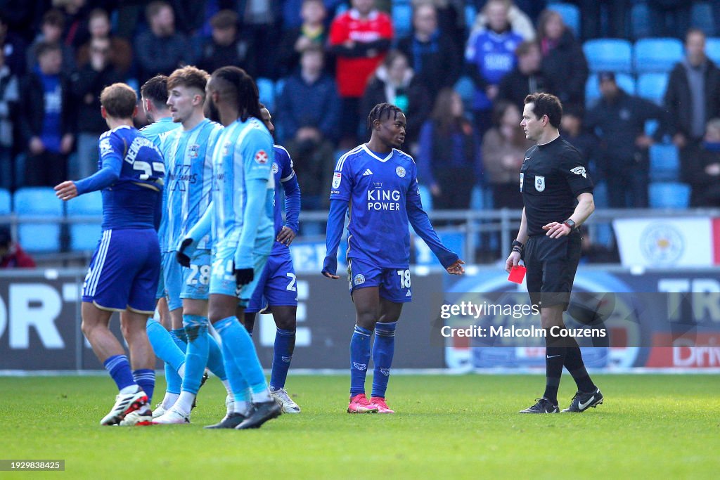 Fatawu Issahaku sent off in Leicester City's defeat to Coventry