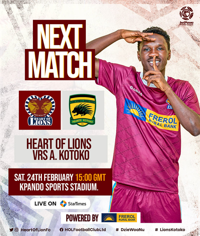 2023/24 Ghana Premier League: Week 18 Match Preview – Heart of Lions v Asante Kotoko