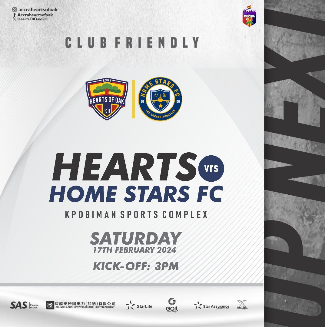 Hearts of Oak announce friendly with Home Stars FC this weekend
