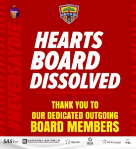 Hearts of Oak announce dissolution of board
