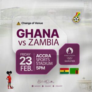 2024 Olympic Games qualifiers: Ghana’s game against Zambia moved to Accra Sports Stadium