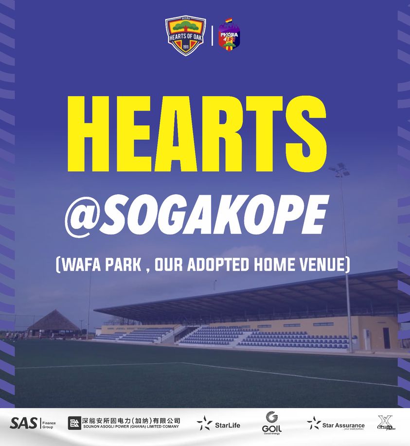 Hearts of Oak relocates match week 20 clash against Bofoakwa Tano to WAFA Park