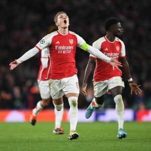 UCL: Striker Eddie Nketiah features in Arsenal's hard-fought win over Porto to reach quarter-finals