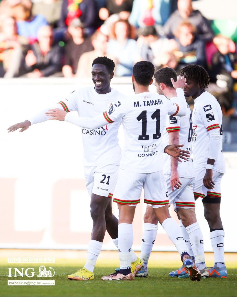 Ghana forward Nathan Opoku scores for OH Leuven in defeat to KV Mechelen