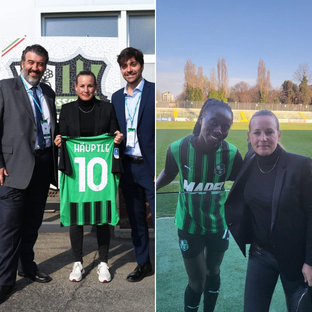 Black Queens head coach Nora Häuptle engages with U.S. Sassuolo Calcio officials, monitors Bénédicte Simon in Serie A Femminile clash