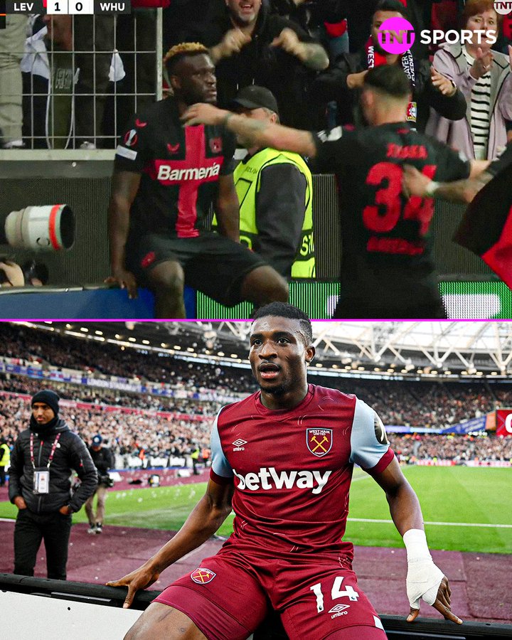 Victor Boniface hit Mohammed Kudus celebration as late goals sink West Ham in Europa League